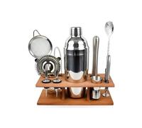 Set Barman Set da bar 11 pezzi shaker in acciaio inossidabile con telaio in legno per miscelazione cocktail Set da Bar, Shaker Boston(750ML)
