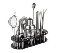 Set Barman Set Shaker Per Cocktail Kit Barista Da 23 Pezzi Di Strumenti Bar Con Supporto In Acrilico Tutte Le Pratiche Barre Set da Bar, Shaker Boston(350ml)