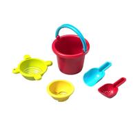 Set base di giocattoli per la sabbia HABA - Confezione da 5 pezzi con secchio di plastica, setaccio, stampo, paletta e paletta per setacciare, ad