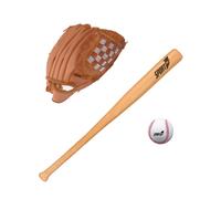 Set Baseball Mazza 60 cm in Legno Guanto Ergonomico e Palla in PU