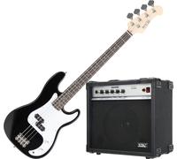 Set Basso Elettrico Nero 4 Corda PB Preci-Stile con Amplificatore Combo Amp 20W