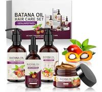 Set Batana per la Crescita dei Capelli - 4 Pezzi: Olio 50 ml, Shampoo