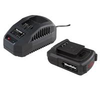 Set batteria 18 V Li-Ion 1,5 Ah + caricabatteria 18 V 2,4 A