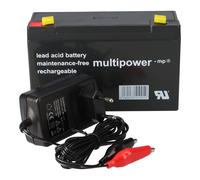 Set - Batteria Al Piombo E Caricabatteria - 6V 12Ah Multipower 0,6A Caricatore