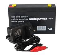 Set - Batteria Al Piombo E Caricabatteria - 6V 7Ah Multipower 0,6A Caricatore