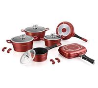 SET BATTERIA DI PENTOLE 15 pezzi PROFESSIONALE ROYALTY LINE IN PIETRA LAVICA COD. rl-es1015m (BORDEAUX)