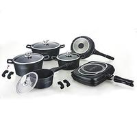 SET BATTERIA DI PENTOLE 15 pezzi PROFESSIONALE ROYALTY LINE IN PIETRA LAVICA COD. rl-es1015m (NERO)