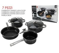 Set Batteria di pentole Antiaderenti Marmorizzate 7 Pezzi in acciaio al carbonio