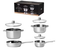 Set Batteria di Pentole di 7 Pezzi con Coperchio in Vetro Acciaio Inox