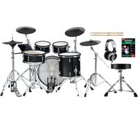 XDrum DD-670 Mesh E-Drum Kit - batteria elettronica con vera HiHat - pad in legno con mesh heads - 720 suoni - include hardware, sgabello, cuffie e bacchette - Black Sparkle