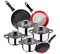 Set Batteria Hita da cucina 8 pezzi + 3 padelle 16/20/24 cm alluminio San Ignacio
