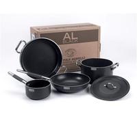Set Batteria Pentole per 3-4 persone in alluminio antiaderente per Induzione Al-Black