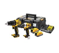 POWERSTACK pacchetto combo a batteria DCK2062E2T, 18Volt, con avvitatore a impulsi, Cordless giallo/Nero