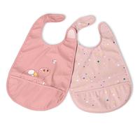 Chicco Set 2 Bavaglini Pappa Impermeabili 6m+, Bavaglia Svezzamento con Protezione Stay-Dry e Tasca Raccogli-Briciole, Chiusura Regolabile, Lavabili in Lavatrice, Grafiche Giocose Coordinabili