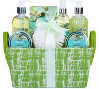 BRUBAKER Cosmetics set beauty da bagno e doccia 'White Tea & Ginger' - con fragranze floreali di tè bianco e zenzero - set regalo in 9 pezzi presentati in un cestino con ansa ai lati