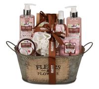 BRUBAKER Cosmetics set beauty da bagno e doccia 'Latte di cocco e fragola' - Confezione regalo in 11 pezzi presentati in una mini vasca da bagno Vintage
