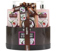 Set Beauty da Bagno e Doccia 'Latte di cocco e Fragola' Set Regalo in 5 Pezzi