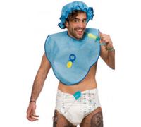 Set bebè azzurro carnevale (bavaglino e cuffia)