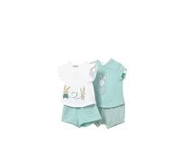 Set Bebe Bambina - Regali originali per neonati - Set prima messa 4 pezzi - Due magliette a maniche corte e due bermuda - Abbigliamento per neonati da 3 mesi a 18 mesi, Anice, 6 mesi
