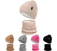 Set berretto caldo e sciarpa ad anello molto autunno e inverno con pile bambini