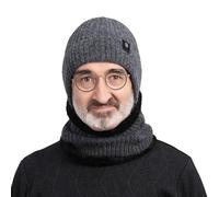 Set berretto, cappello e sciarpa invernale, attrezzatura invernale da uomo,Set di cappelli sciarpa Soft Infinity con fodera in pile - copricapo invernale, set di coppe larghe taglive, grigio, Se