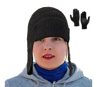 Set berretto e guanti invernali da donna, set invernale caldo, comodo ed elegante, berretto e guanti, per freddo, attività all'aperto, viaggi, famiglia, amici, madre, Nero, Se référer au