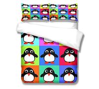 Set Biancheria da Letto Bambini Ragazzi 2/3 Pezzi Dinosauro Gufo Pinguino Cane Animale Zoo Copripiumino con Chiusura Lampo Federa Trapunta da Letto Autunnale Invernale (Multicolore 3, 135_x_200_cm)