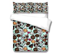 Set Biancheria da Letto Bambini Ragazzi 2/3 Pezzi Dinosauro Gufo Pinguino Cane Animale Zoo Copripiumino con Chiusura Lampo Federa Trapunta da Letto Autunnale Invernale (Multicolore 1, 135_x_200_cm)