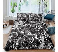 Set biancheria da letto meccanico stile industriale copripiumino per bambini ragazzi adolescenti Cyberpunk Comforter copertura componenti in metallo copriletto collezione camera da letto 3 pezzi