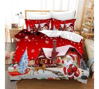 Set biancheria da letto Natalizio Copripiumino microfibra 2 Federe Babbo Natale