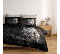 Set Biancheria da letto per Bambini, (Animali Saggezza Gufo) Set Completo Copripiumino Doppia 220 x 240 cm e Federa per Ragazzi Ragazze Bambino, Marrone Cioccolato
