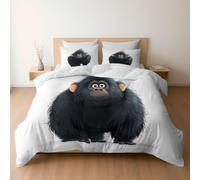 Set Biancheria da letto per Bambini, (Cartoon Carino Nero Gorilla) Set Completo Copripiumino Doppia 200 x 200 cm e Federa per Ragazzi Ragazze Bambino, Bianco