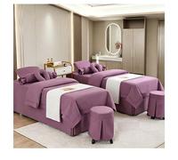 Set biancheria da letto per massaggi in misto cotone e lino, copertura per salone di bellezza in tinta unita spessa, lenzuola spa resistenti alle pieghe co Viola Square bedside 190*70cm (74.8*27.5in)