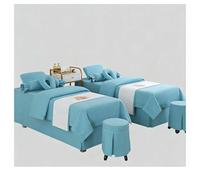 Set biancheria da letto per salone di bellezza Biancheria da letto spessa Lenzuola Copriletto Fumigazione Massaggio Spa Federa Copripiumino 4 pezzi Sky Blue Square bedside 180 * 60cm(70.8 * 23.6in)