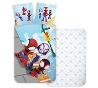 Set Biancheria da Letto Spiderman Spidey Light per Bambini | Copripiumino 140 x 200 e Federa 60 x 65, 100% Cotone, Multi-Colore