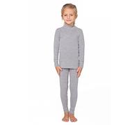 Set Biancheria Intima per Bambini Funzione Set Termica con Maglia a Maniche Lunghe e Pantaloni Termici - Termoattivo, Transpirante, Morbido, Calde Set per Ragazzo e Ragazza (128-134 cm, Grigio)