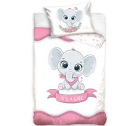 Set Biancheria Letto Neonati Rosa Elefant 100 x 135 cm 100% Cotone