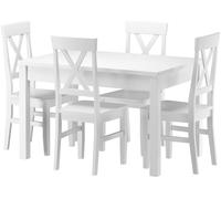 Set bianco acqua di tavolo da pranzo lungo e 4 sedie in Pino 90.70-51AW-Set22