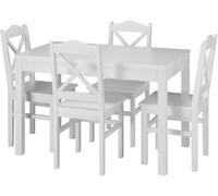 Set bianco acqua di tavolo lungo e 4 sedie in Pino massello 90.70-51AW-Set20