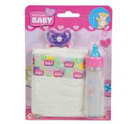 Set Biberon, Succhietto e Pannolino per Bambole New Born Baby