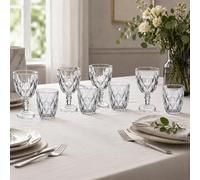 Set Bicchieri Acqua e Calici Vino 12 Pezzi in Vetro Diamond 270ml 340ml Trasparente o Multicolor Set Tavola Idea Regalo Casa Cucina Allestimento per Feste Aperitivi Giardino Eventi Cene in Famiglia