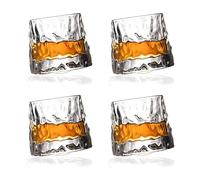 Set Bicchieri da Whisky in Vetro Rotante, Bicchieri Wisky con Fondo Sferico per Degustazione, Bicchiere Senza Gambo di Alta Qualità, 4 Pz Bicchieri Vetro Particolari per Rum, Gin, Amaro e Distillati