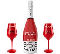 SET BICCHIERI E BOTTIGLIA SANTERO ROSSINI 958 da 750 ml CON LOGO 500 IN VINILE