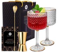 Set Bicchieri Gin Tonic di Lusso 2 Bicchieri con Decorazioni Dorate (450ml) 3