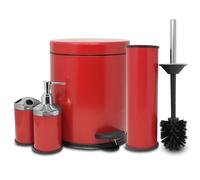 SET BIDONCINO BAGNO 3LT 4PZ DISPENSER SAPONE PATTUMIERA SCOPINO PORTA SPAZZOLINI