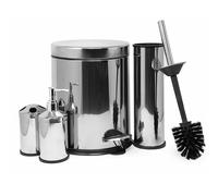 SET BIDONCINO BAGNO 3LT 4PZ DISPENSER SAPONE PATTUMIERA SCOPINO PORTA SPAZZOLINI