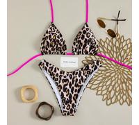 Set bikini a triangolo con stampa, stile vacanza, composto da 2 pezzi, adatto per vacanze in isola e servizi fotografici in spiaggia durante l'estate L,M,S,XL,XSMotivo strutturatoTessuto