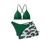 Set bikini a triangolo per ragazze, 3 pezzi, costume da bagno con gonna copricostume, costume da bagno per adolescenti, costume da bagno carino tankini costume da bagno per le vacanze per 9-16 anni