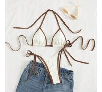 Set bikini da donna a due pezzi colorblock sexy con laccetti al collo, per vacanze al mare e Spring Break estivo L,M,S,XL,XSPoliestere