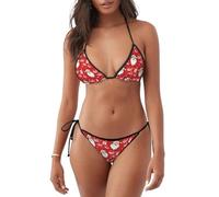 Set Bikini da Donna con Albero di Natale, Due Pezzi con Top a Triangolo Imbottito e Perizoma, Costume da Bagno